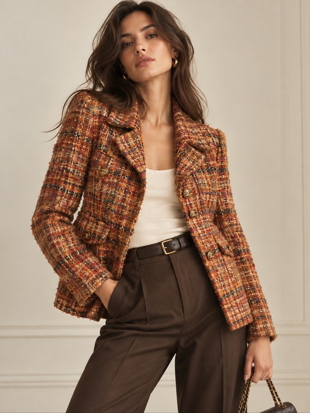 Vintage 1998 Chanel Boutique Multicolor Tweed Jacket – Size 50 – Made in France